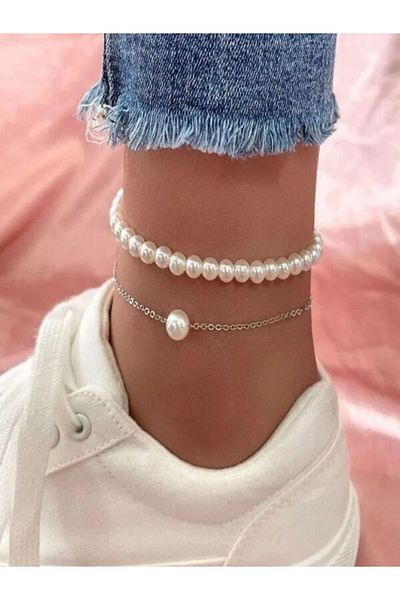 TUHAM AKSESUAR 2 Pieces of Halhal with Pearl Details