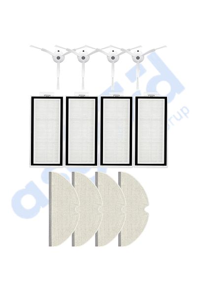 Asgard Grup Roborock Q8 Max, Q8 Max+ Compatible 4 Side Brushes 4 Filters 4 Mops