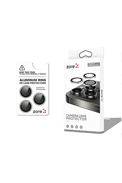 zore iPhone 16 Pro Max Zore CL-12 Safir Parmak İzi Bırakmayan Kamera Lens Koruyucu (Natürel Titanyum)
