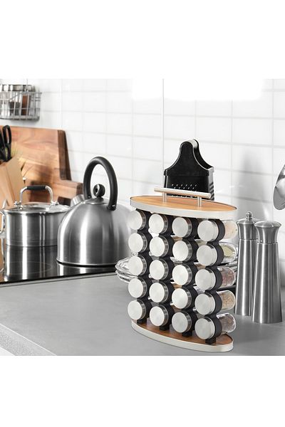Un 20 Piece Spice Jar Set with Spice Rack, Spice Rack Organizer for Kitchen Countertop Spice Rack