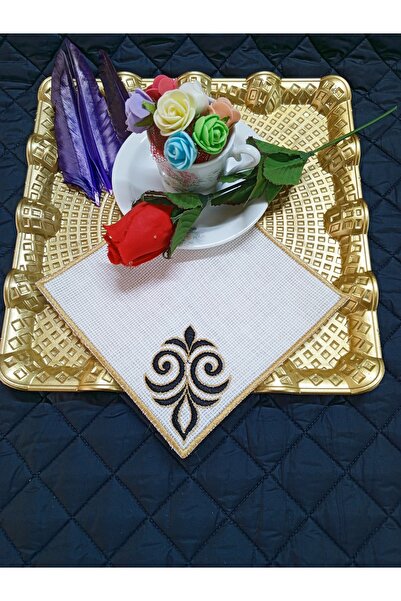 NAKIŞ ATÖLYESİ Maraş 1 Ecru Cocktail Napkin and Coffee Presentation Napkin 6 Pieces