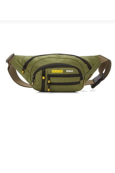 fao polo Men's Khaki Color 6-Eye Headphone Outlet Waterproof Shoulder & Waist and Crossbody Bag