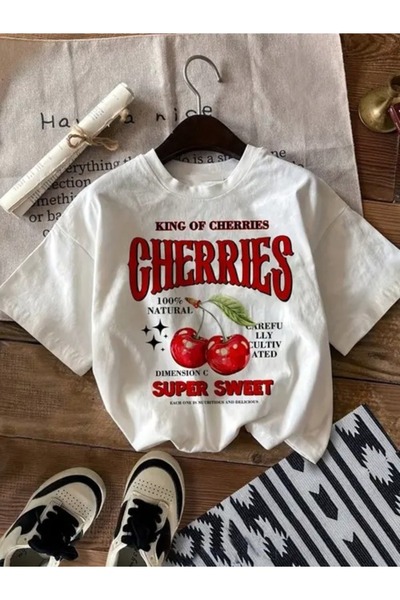 FULL TOLERANCE Super sweet kiraz desenli tişört