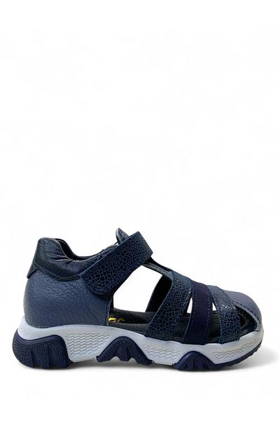 Tuğba Ortopedi 542 Orthopedic 100% Genuine Leather Boys Preschool Navy Blue Corset Sandals