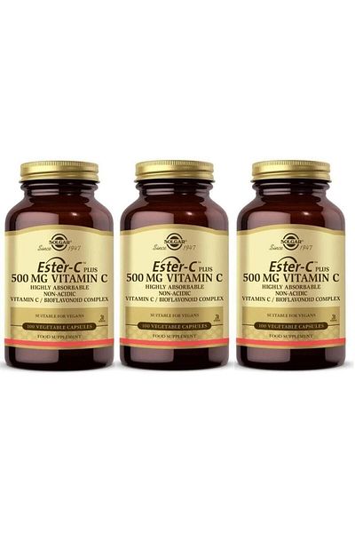 Solgar Ester-C Plus 500 Mg 100 Capsules 3 Pieces