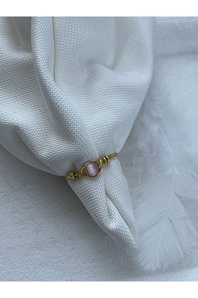 Pel Design Minimal Purple Cat's Eye Gold Wire Ring