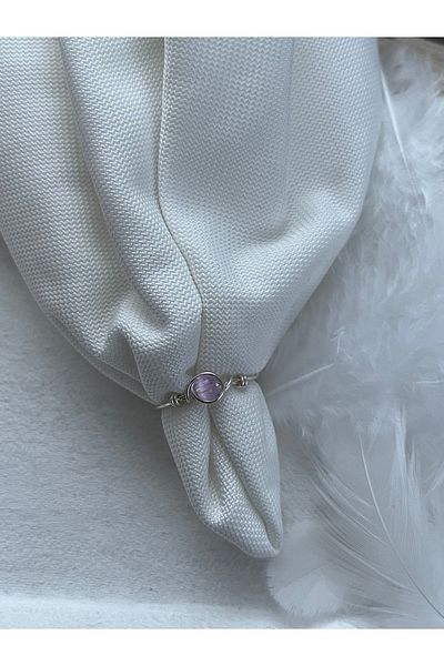 Pel Design Minimal Purple Cat's Eye Silver Wire Ring