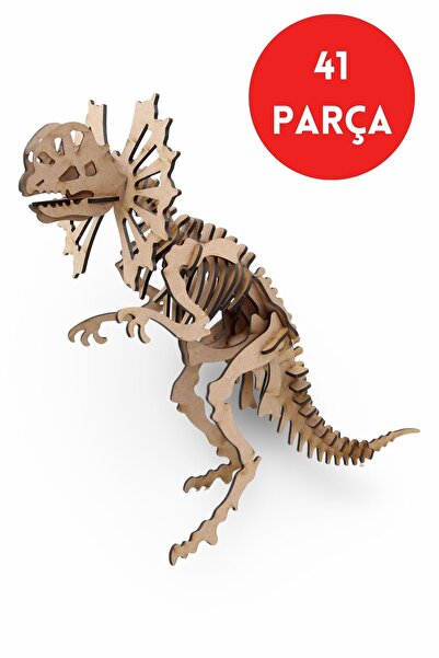ALGWOOD 41 Parça Ceratopsier Dinozor Ahşap Maketi - 3D Eğitici Dinozor Ahşap ...