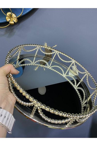 elif aksesuar Rope Model Decorative Mirrored Tray 34X6,5Cm