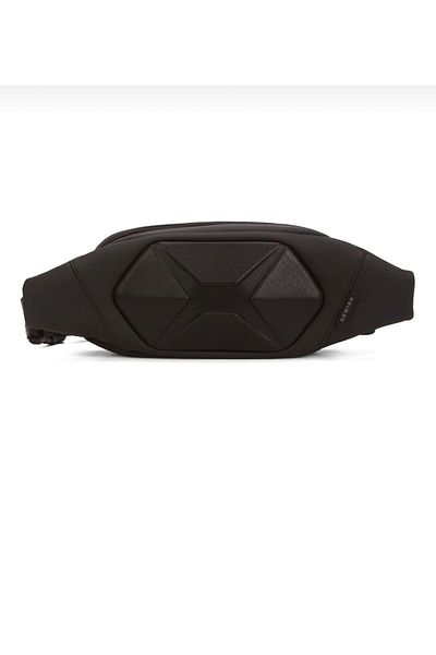 fao polo Men's Black Color Hard Shell 2 Zippered Cross Shoulder & Chest and Waist Bag