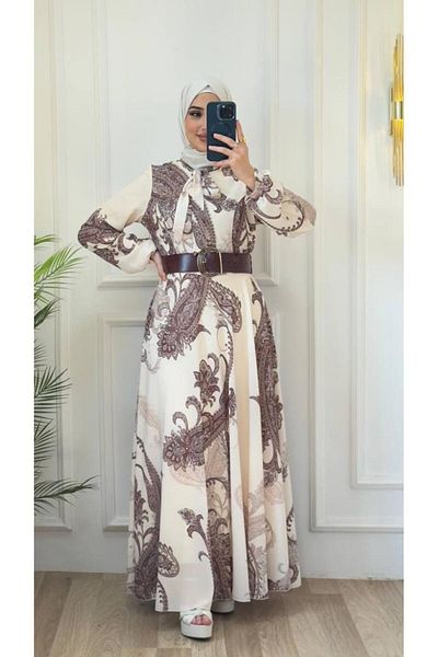 Tebrikler tekstil Women's Summer Dress with Hijab Model G2931
