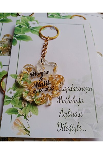 GÜVEN İsimli Kart Epoksi Anahtarlık Nişan Düğün Hediyelikleri 20 AADET