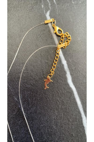 MISS GOLDEN Pearlescent White Colored Seashell Decorated Elephant Shaped Dolphin Gold Accessory Threaded Epoxy Necklace
