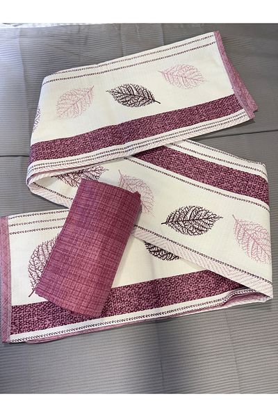 ŞENER HOME Leaf Patterned Sheet Elastic Single Pique Set
