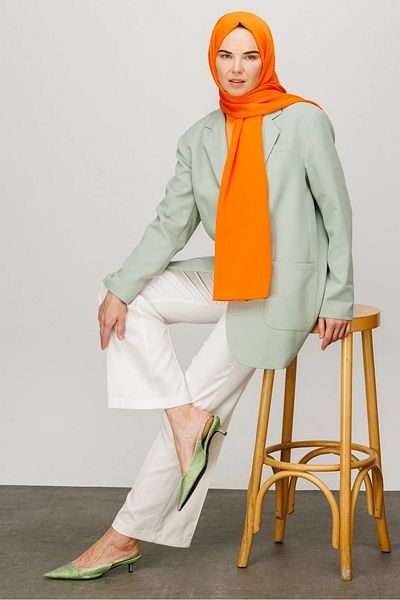 MENESSA Crinkle Silk Shawl Orange