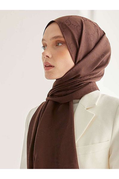 MENESSA Cotton Jacquard Shawl g Pattern Bitter Brown