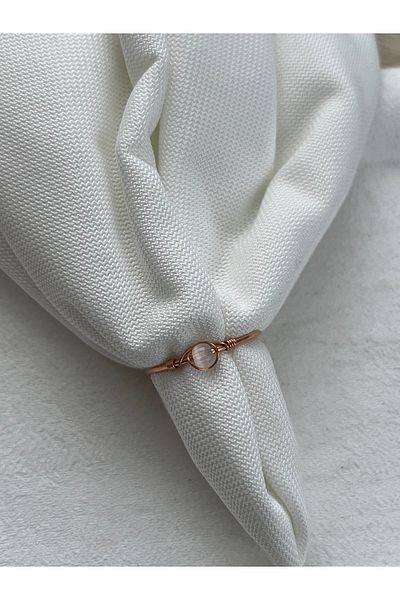 Pel Design Minimal White Cat's Eye Adjustable Copper Wire Ring