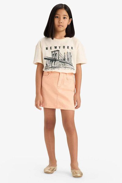 DeFacto New Season Girls' Relax Fit Crew Neck Printed Short Sleeve T-Shirt