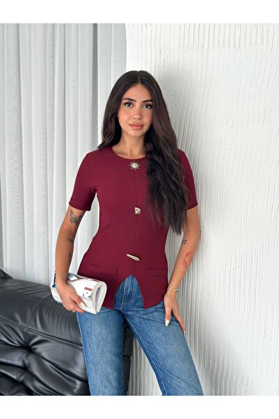 Sitilce بلوزة معدنية بثلاثة أزرار