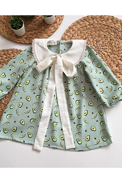 HMCraft Avokado Desenli Çocuk Elbisesi