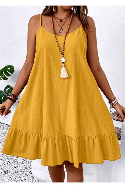 Cardee Root Dyeing Linen Strap Style Dress
