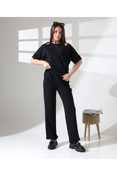 VirtuStore Black Bottom Top Double Set