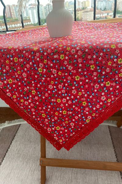 zarafet concept Red Crispy Spring Floral Tablecloth