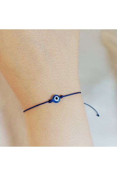 Crystal Atelier Blue String Lucky Evil Eye Beaded Bracelet – Summer Combination Handmade Macrame Adjustable Lucky Bracelet