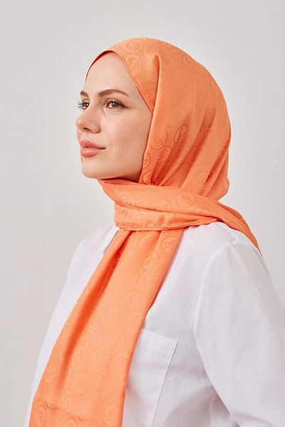 MENESSA Silky Jacquard Shawl Lsy Pattern Light Orange