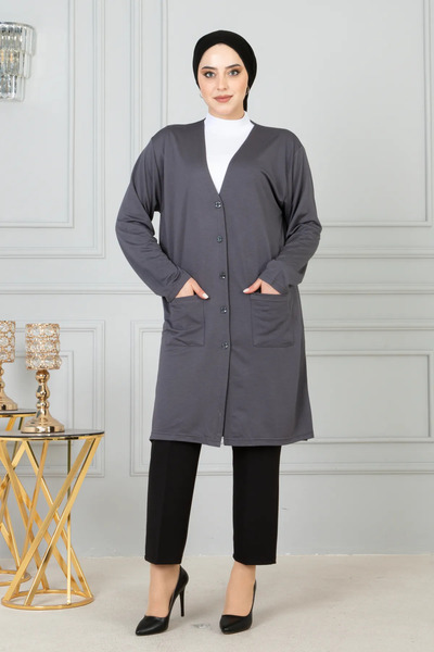 NOBLE STORE سترة نسائية طويلة ورقيقة من القطن الممشط