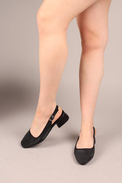 Birikon Jubily Laser Open Back Heeled Shoes Black