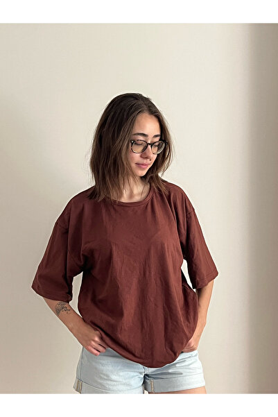 TRENDPUNKY تي شيرت أساسي كبير الحجم بلون سادة