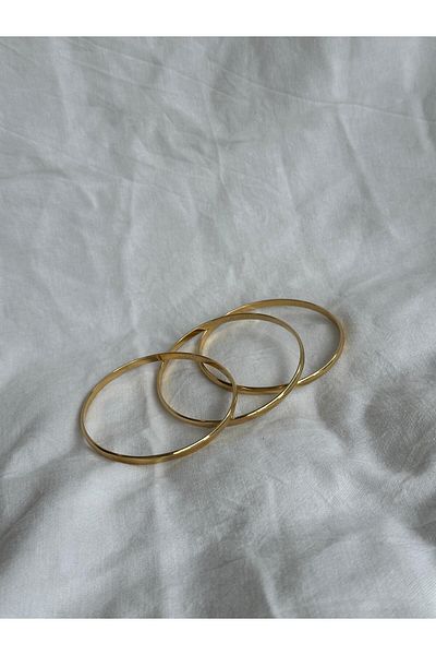 YAKA ART Gold Color Triple Steel Bracelet Diameter: 6.5 cm