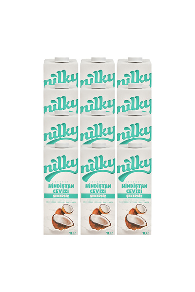NİLKY Nilky Şekersiz Hindistan Cevizi Sütü Glütensiz Bitkisel Bazlı Laktosuz Vegan12x1 lt