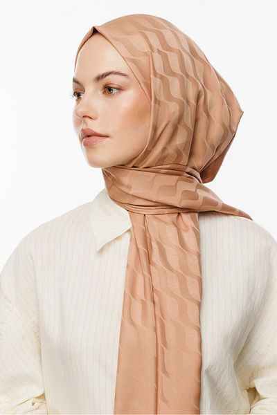 MENESSA Silky Jacquard Shawl Waterway Pattern Rose