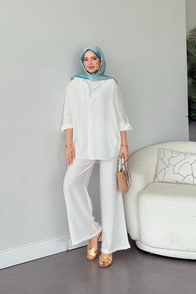 Şulemoda Giyim Διπλό Σετ Λευκό Yalıkavak