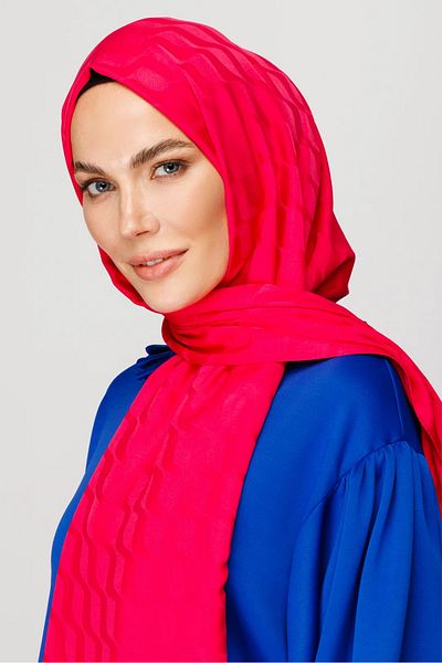 MENESSA Silky Jacquard Shawl Waterway Pattern Fuchsia