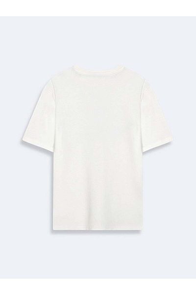 Ltb Short Sleeve Crew Neck Sıgn Printed Regular White T-Shirt