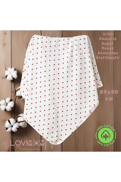 lovimom 100% Cotton Newborn & Baby Blanket Combed Cotton Soft Breathable Fabric 0-2 Years 80X90Cm Heart