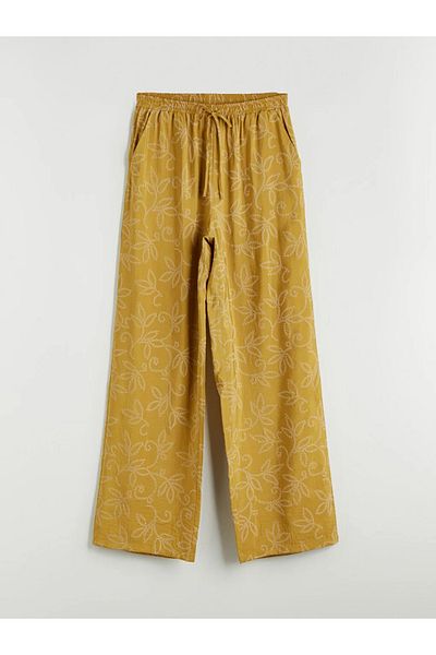 LC Waikiki Lcw vision green elastic waist patterned wide leg women's pants