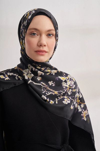 ARMANDA Almond Blossom (Van Gogh) Pattern Shawl - Black