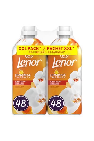 lenor Balsam de rufe Lenor Fragrance Therapy Orchid & Vanilla, 2 x 48 spalari, 2 x 1.2 L