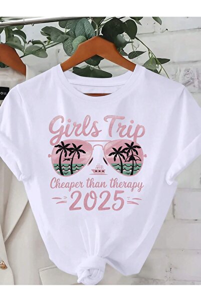 KEALVİ Mai ieftin decât un tricou - Tricou oversize cu imprimeu alb, cu gât crew