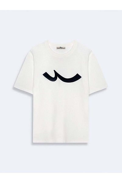 Ltb Short Sleeve Crew Neck Sıgn Printed Regular White T-Shirt