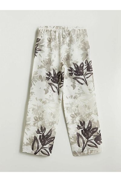 LC Waikiki Lcw Vision Blue Elastic Waist Floral Wide Leg Women's Trousers