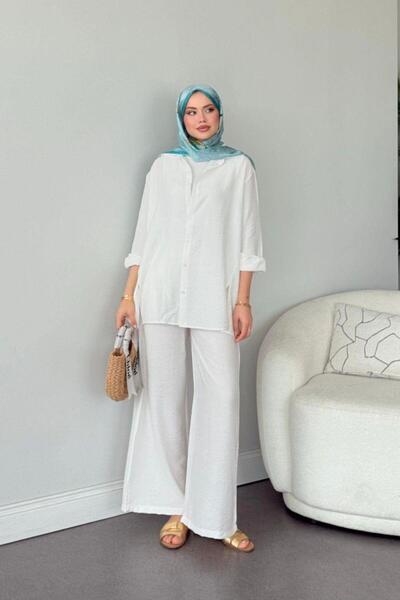 Şulemoda Giyim Διπλό Σετ Λευκό Yalıkavak