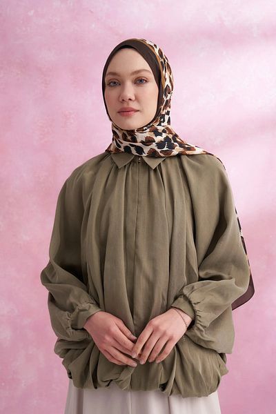 ARMANDA Leopard Voile Multi Pattern Shawl - Brown
