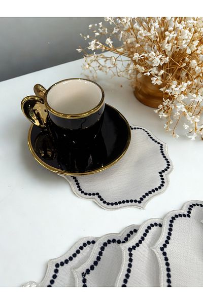 safestore Presentation Napkin, Cocktail Napkin Coffee Side Presentation Holder Embroidered Coffee Side 6 Pieces Fabric Presentation Napkin