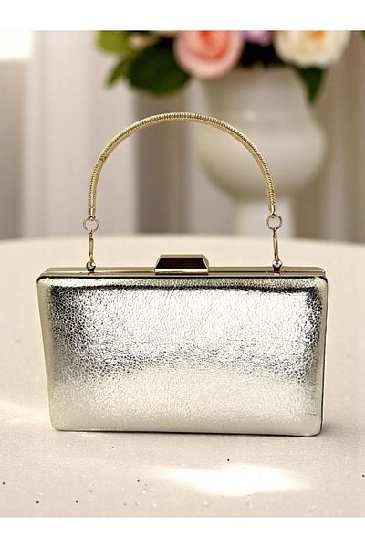 Biçanta New Model Gold Color Shiny Patterned Chain Strap Handle Women's Evening Dress Bag Wedding Engagement Graduation