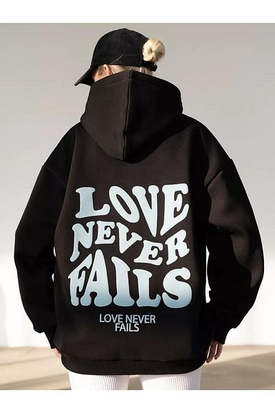 Boi Unisex Love Never Fails Φούτερ Μαύρο
